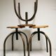 Set of 3 vintage stools of industrial style, medical office