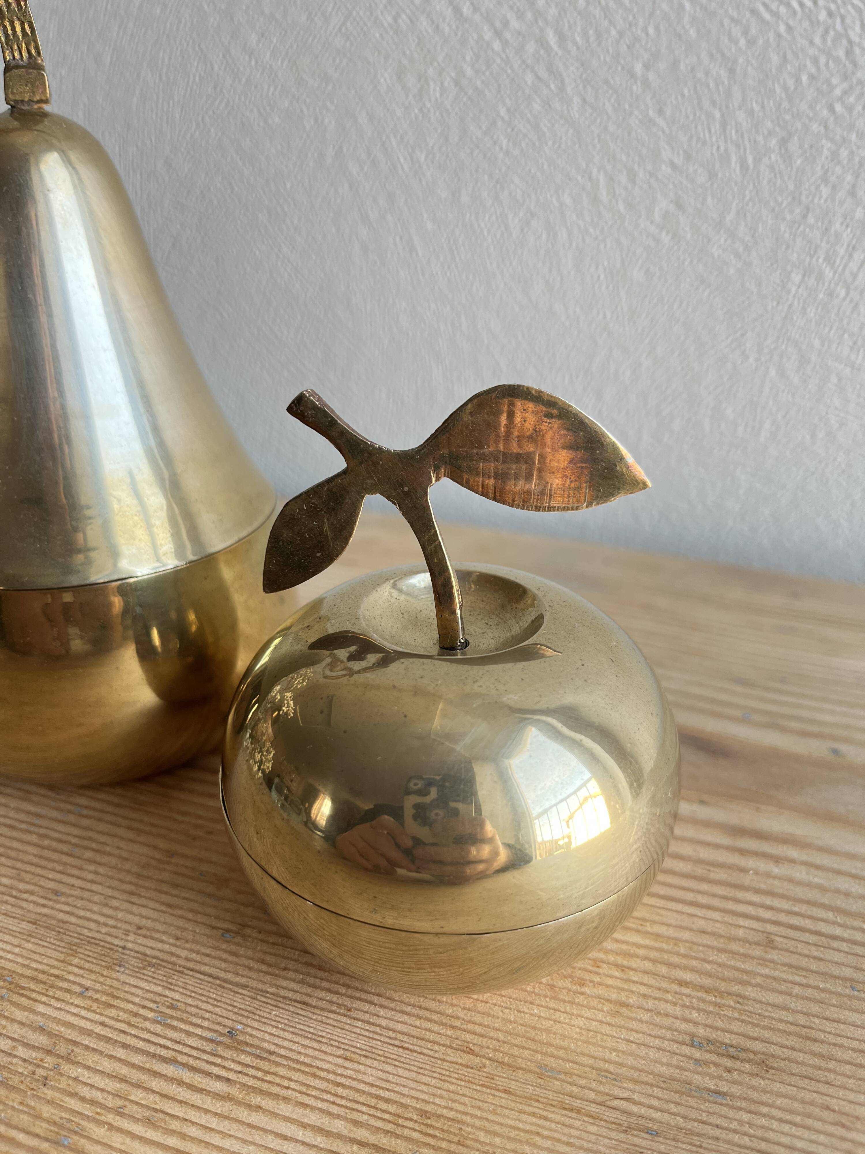 Vintage brass apple pear boxes