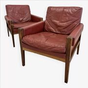 Vintage Danish Lounge Chairs In Rosewood And Leather. 1960s