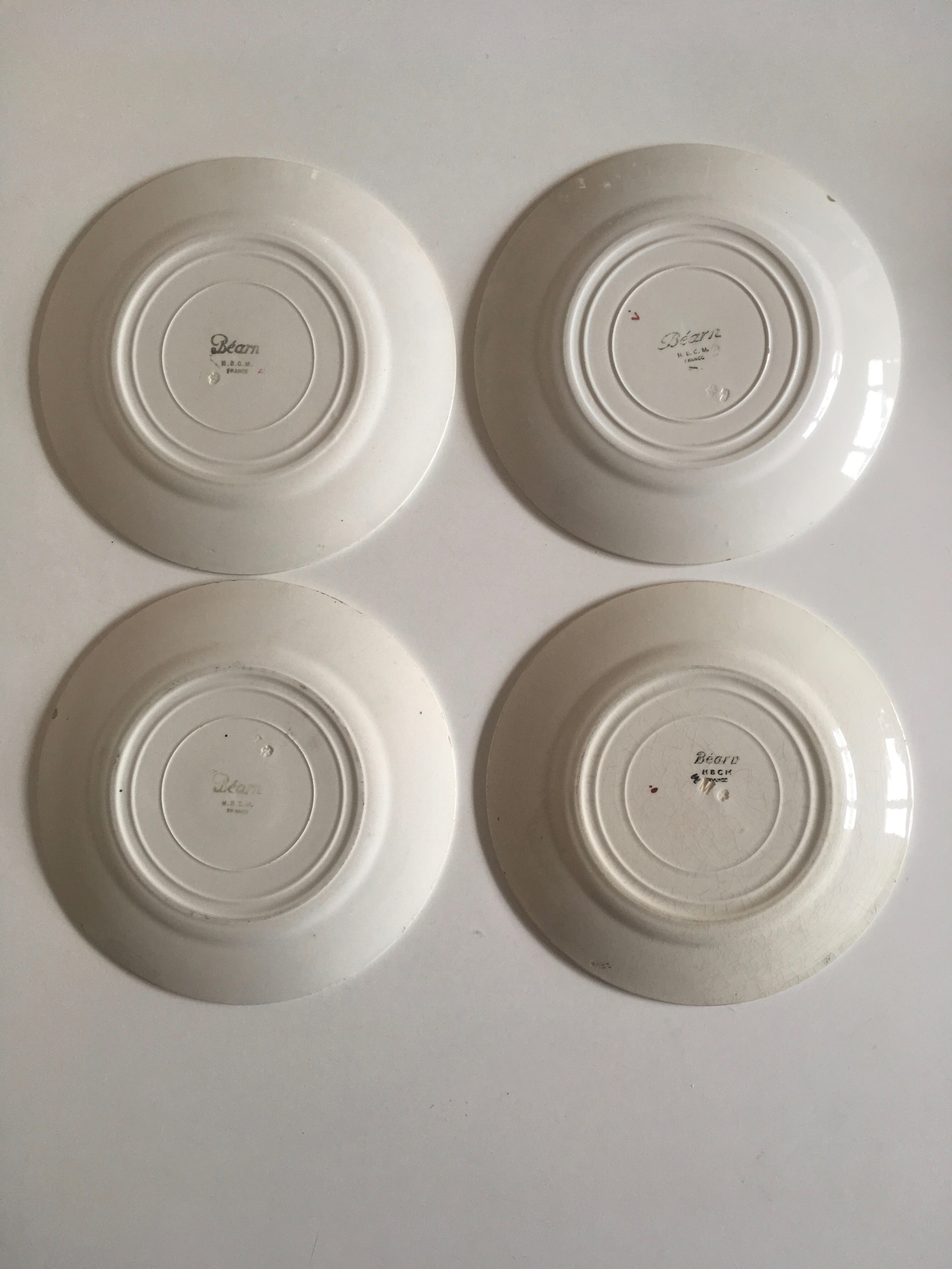 Set de 4 assiettes à dessert Béarn en faience HBCM 50's