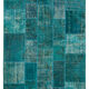 Hand-knotted oriental overdyed 200 cm x 298 cm turquoise patchwork rug