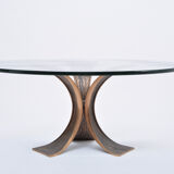 Vintage Brutalist Coffee Table Made of Bronze and Glass