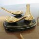 Black leather piped pipe holder with brass, Tremblay edition, Paris