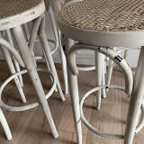 Set of 6 vintage bistro stools cannés white