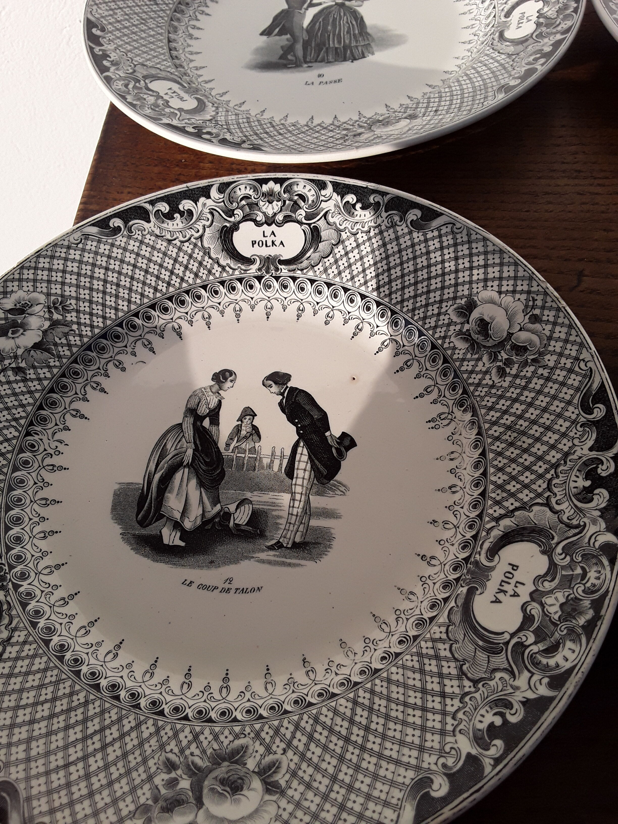 9 creil and Montereau dance themed plates