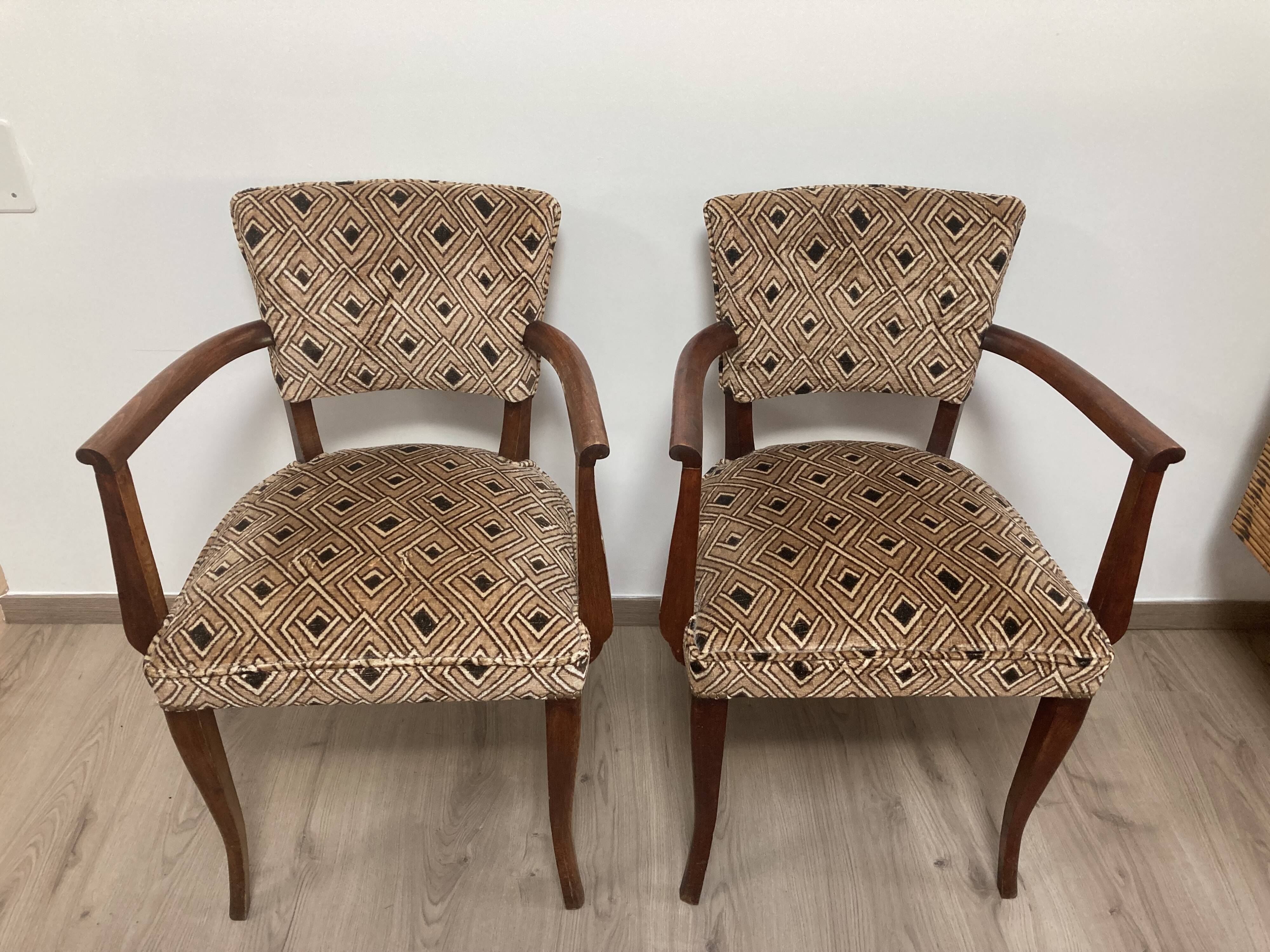 Pair of armchairs bridge in teak circa 1970 vintage