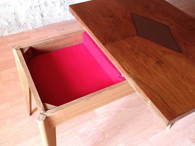 Vintage 60s style portfolio table with compass legs, renovated