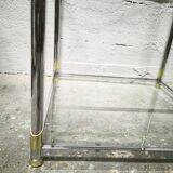 Square coffee table in chrome and gold metal