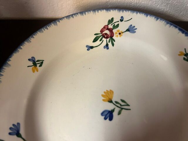 Set of 3 "didier" plates with floral decoration sarreguemines earthenware