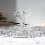Plat à tarte en cristal vintage plat de service en cristal taillé ~ Présentoir à gateau ~ Centre d