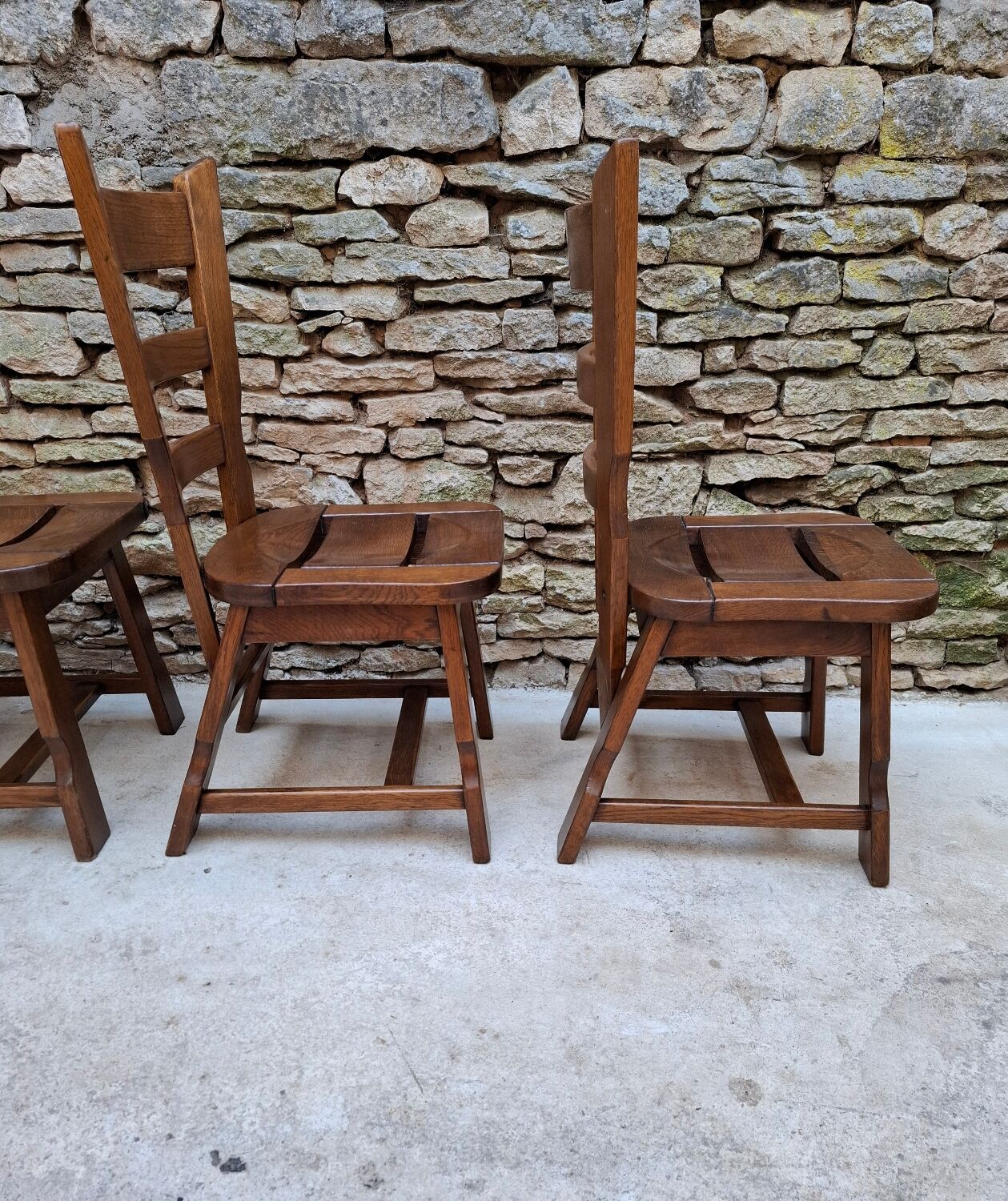 Brutalist oak chairs