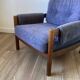 Vintage armchair in wood and blue velvet
