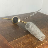 Pair of retro wall lights, brass and glass