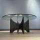 Brutalist coffee table in aluminium and glass