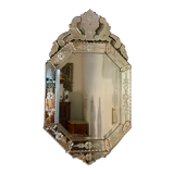 Bevelled venetian mirror with pediment, high 110 cm