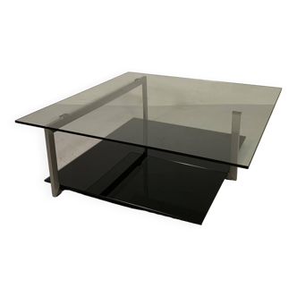 Glass coffee table 110 x 110 cm in the style of Rolf Benz and Metaform