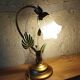 Lampe fleur vintage en laiton et verre