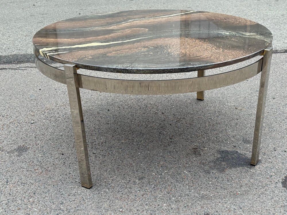Coffee table in chrome and marble by Bendixen, Denmark, 1970s