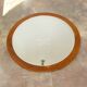 Round teak mirror, 1970s – vintage, diameter 70 cm
