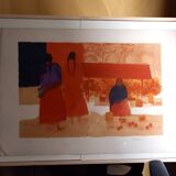 Lithograph by Bernard Cathelin, Mexican Market, 1965