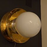 Brass and opaline wall lamp