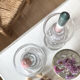 Pair of glass candle holders