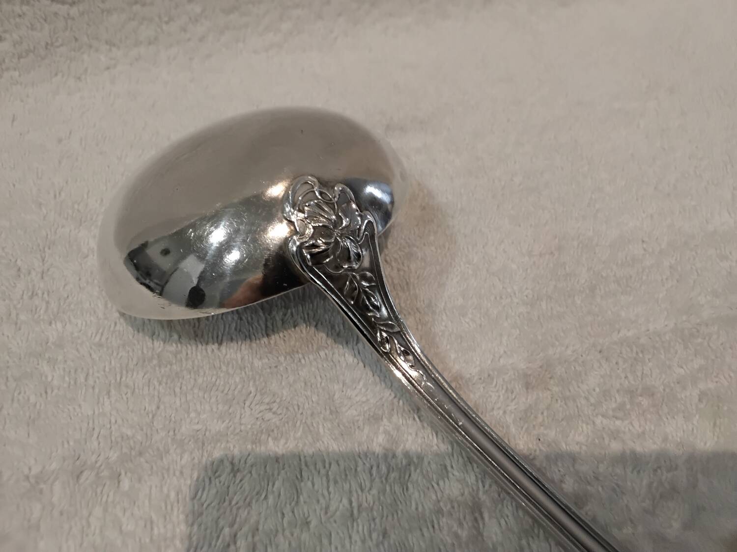Silver plated soup ladle by goldsmith Ravinet Denfert art nouveau
