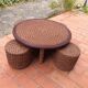 Living room set, vintage rope coffee table with 4 stools 1950