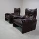 Pair of Maralunga leather armchairs by Vico Magistretti for Cassina, 1974
