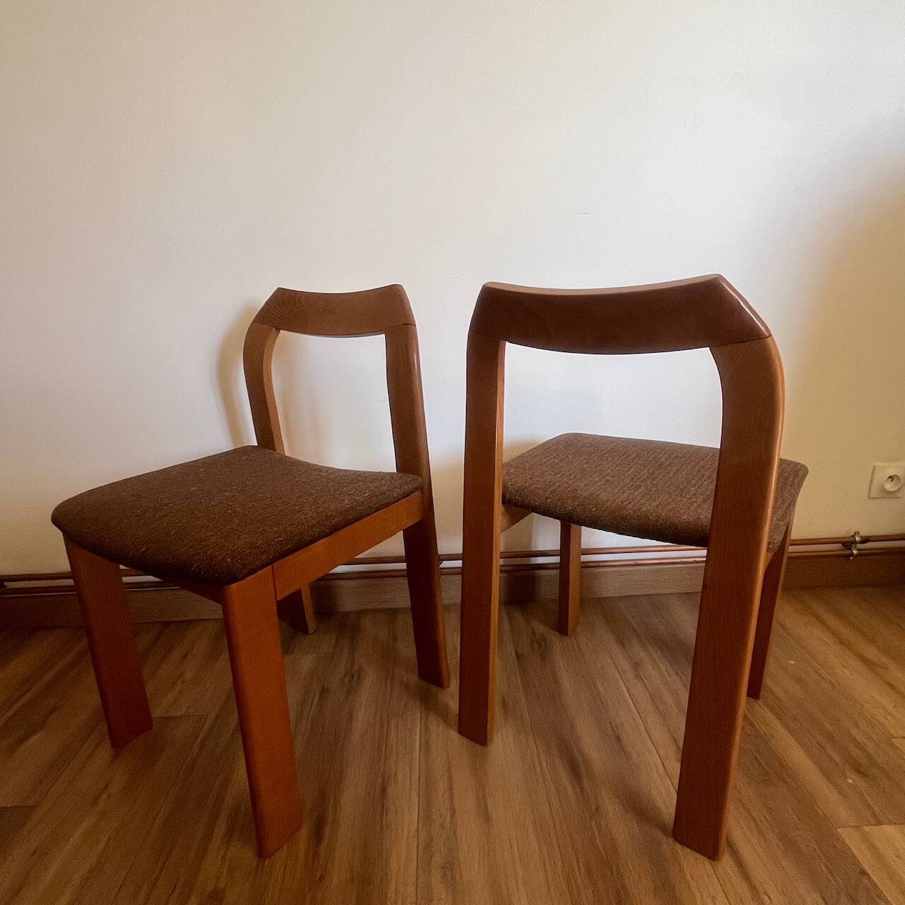 2 wooden chairs