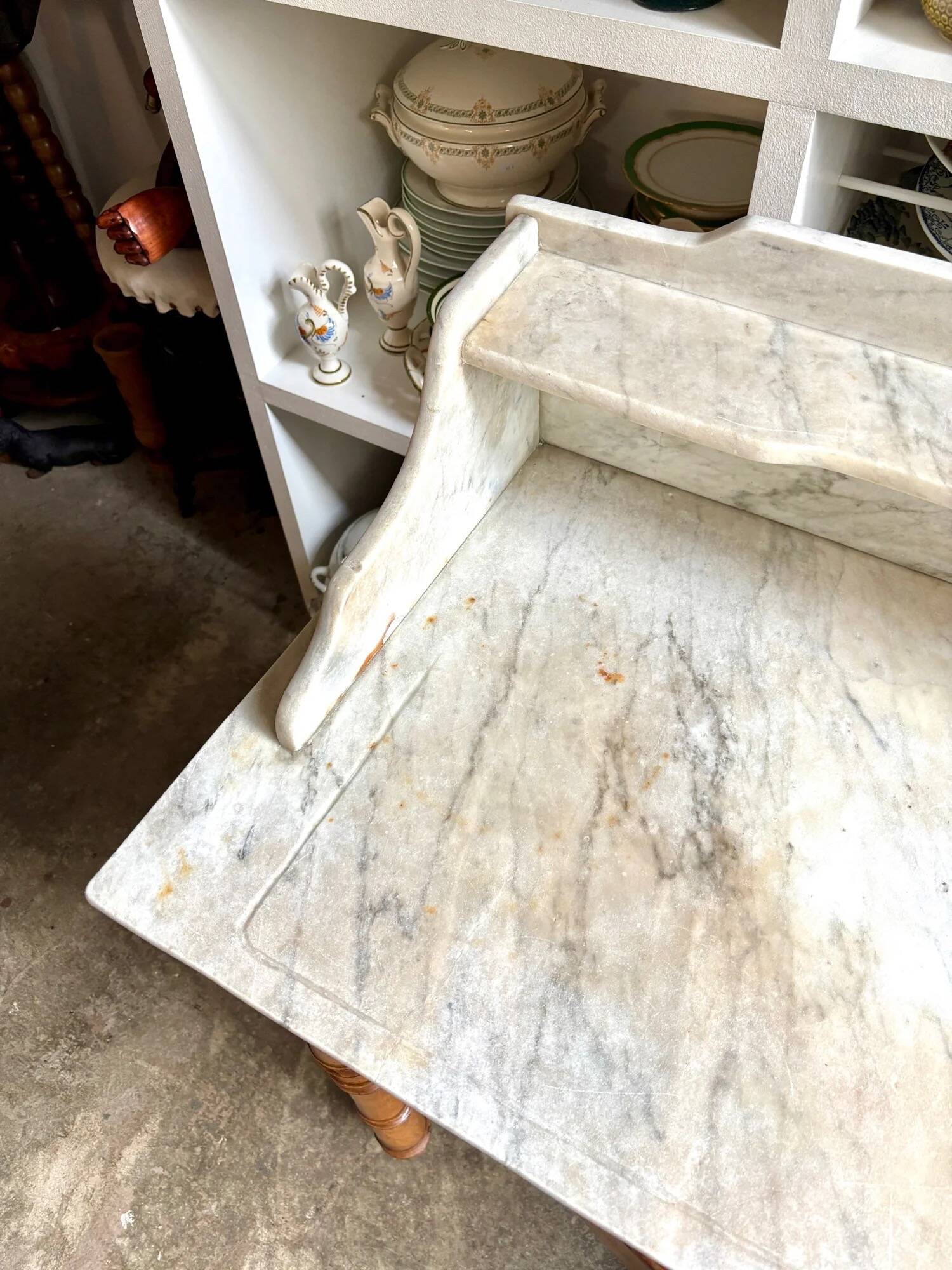 Dressing table, bathroom cabinet in wood and marble 80 x 48 cm