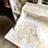 Coiffeuse, meuble de toilette en bois et marbre 80 x 48 cm