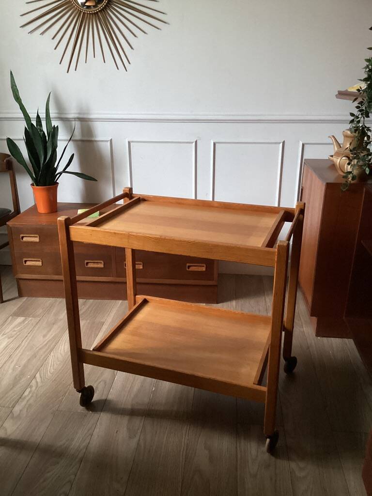 Pine serving trolley