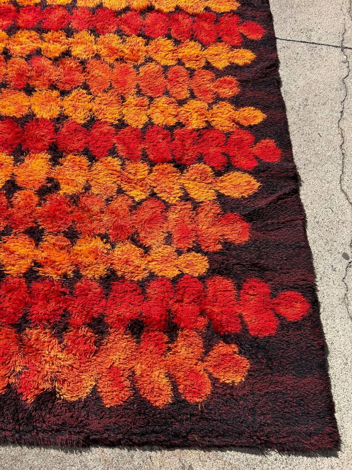 Large Vintage Scandinavian Space Age Wool Rug Circa 1970