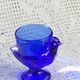 Coquetiers poussin en verre bleu cobalt 