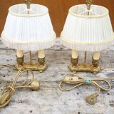 Pair of Bouillotte lamps Lucien Gau Paris, bronze lamp, bedside lamp
