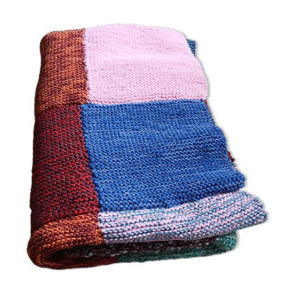 Plaid patchwork hand-knitted