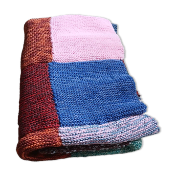 Plaid patchwork hand-knitted