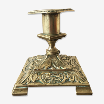 Old brass candlestick square base