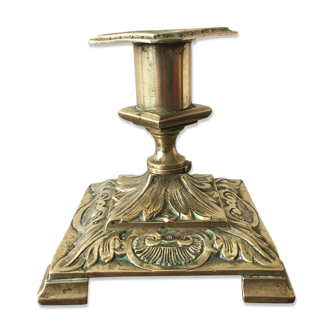 Old brass candlestick square base