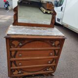 Commode coiffeuse marbre glace bizautee annee 1950
