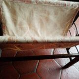 Vintage rattan and fabric magazine rack