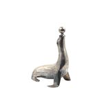 Art deco silverplated brass Seal sculpture, France 1940s