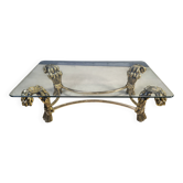 Table basse tulipe en laiton vintage, années 1970