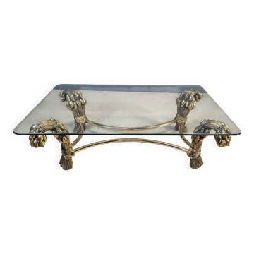 Vintage brass tulip coffee table, 1970s