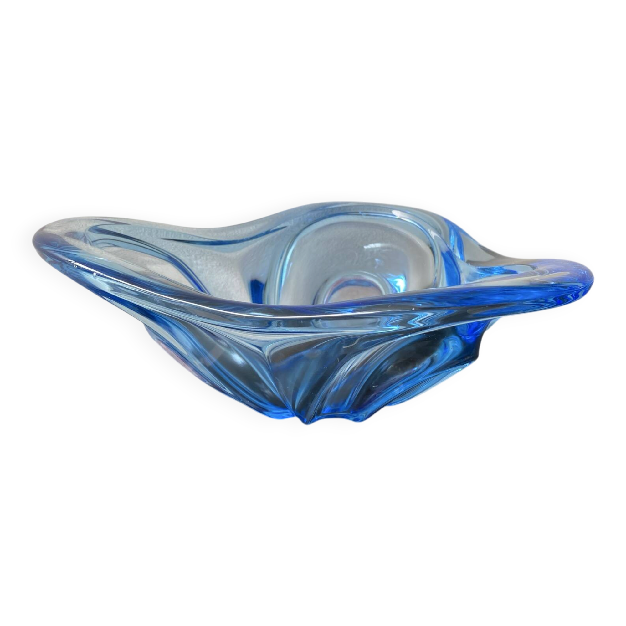 Large light blue Murano fruit bowl