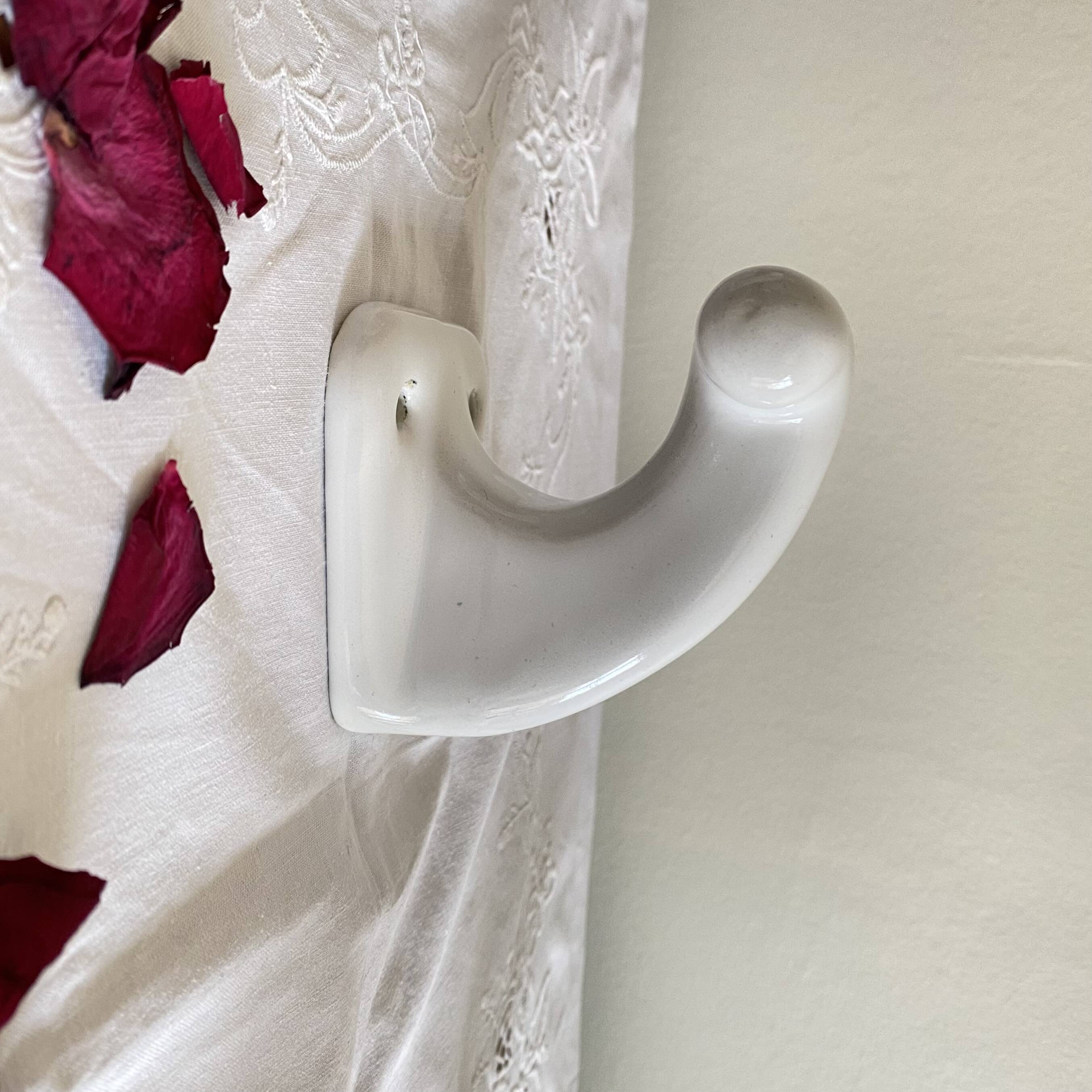 4 antique ceramic earthenware wall hooks towel holders ACC-7340