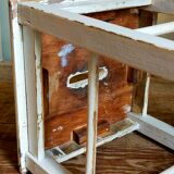 Workshop stool in vintage patinated solid wood