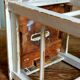 Workshop stool in vintage patinated solid wood