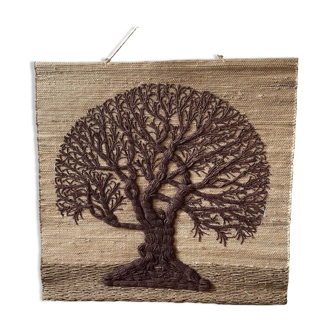 Large woven wall tapestry made of fibers Tree of Life
